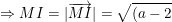 \small \Rightarrow MI=|\overrightarrow{MI}|=\sqrt{(a-2)^2+(b-5)^2}